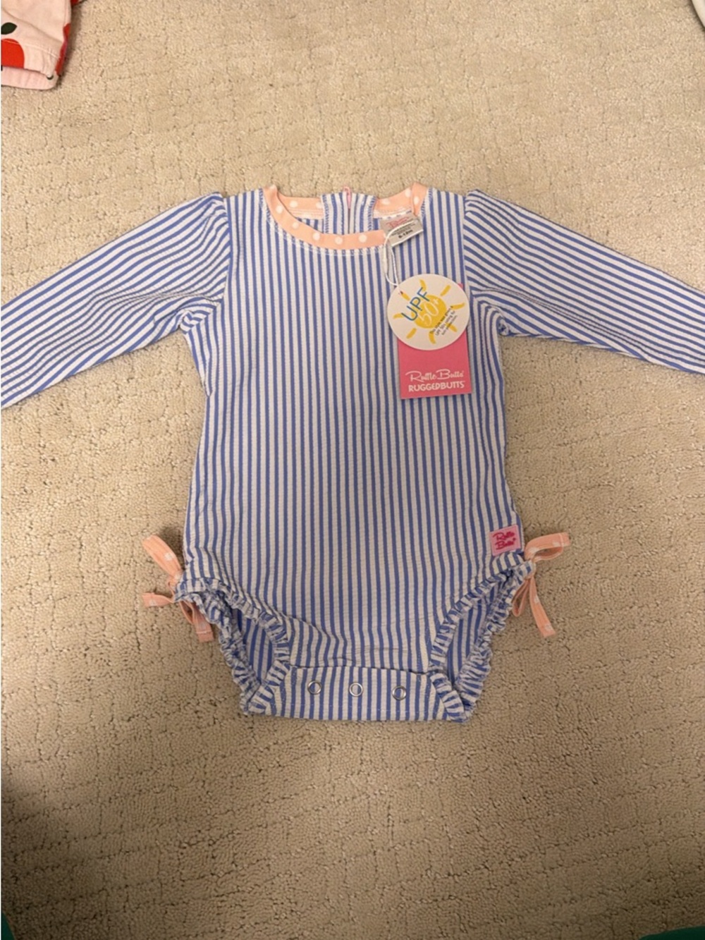 Ruffle Butts Blue and White Striped One-Piece Swimsuit
